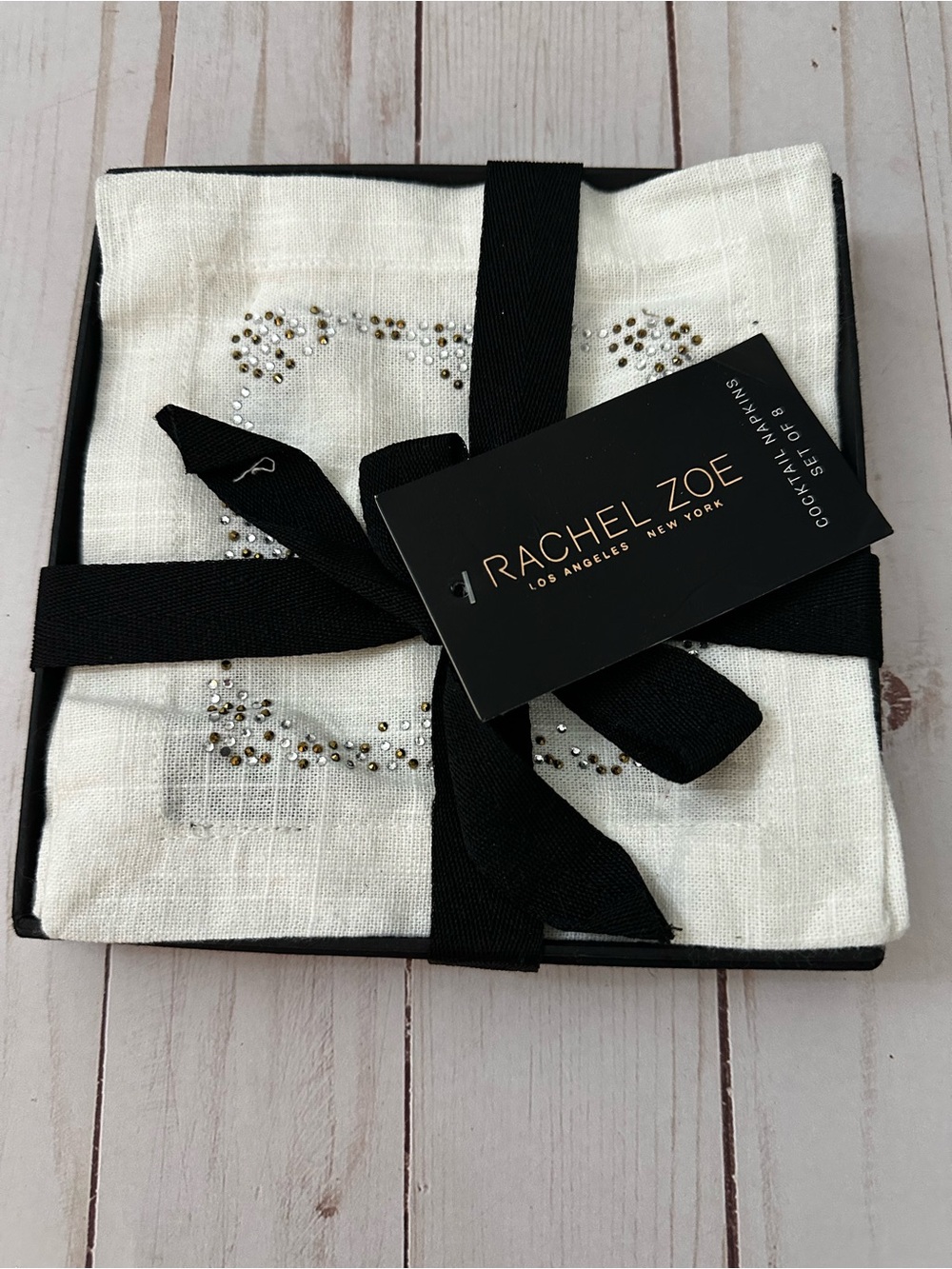 RACHEL ZOE Bling Cocktail Napkins Set Of 8 Hostess Gift Holiday